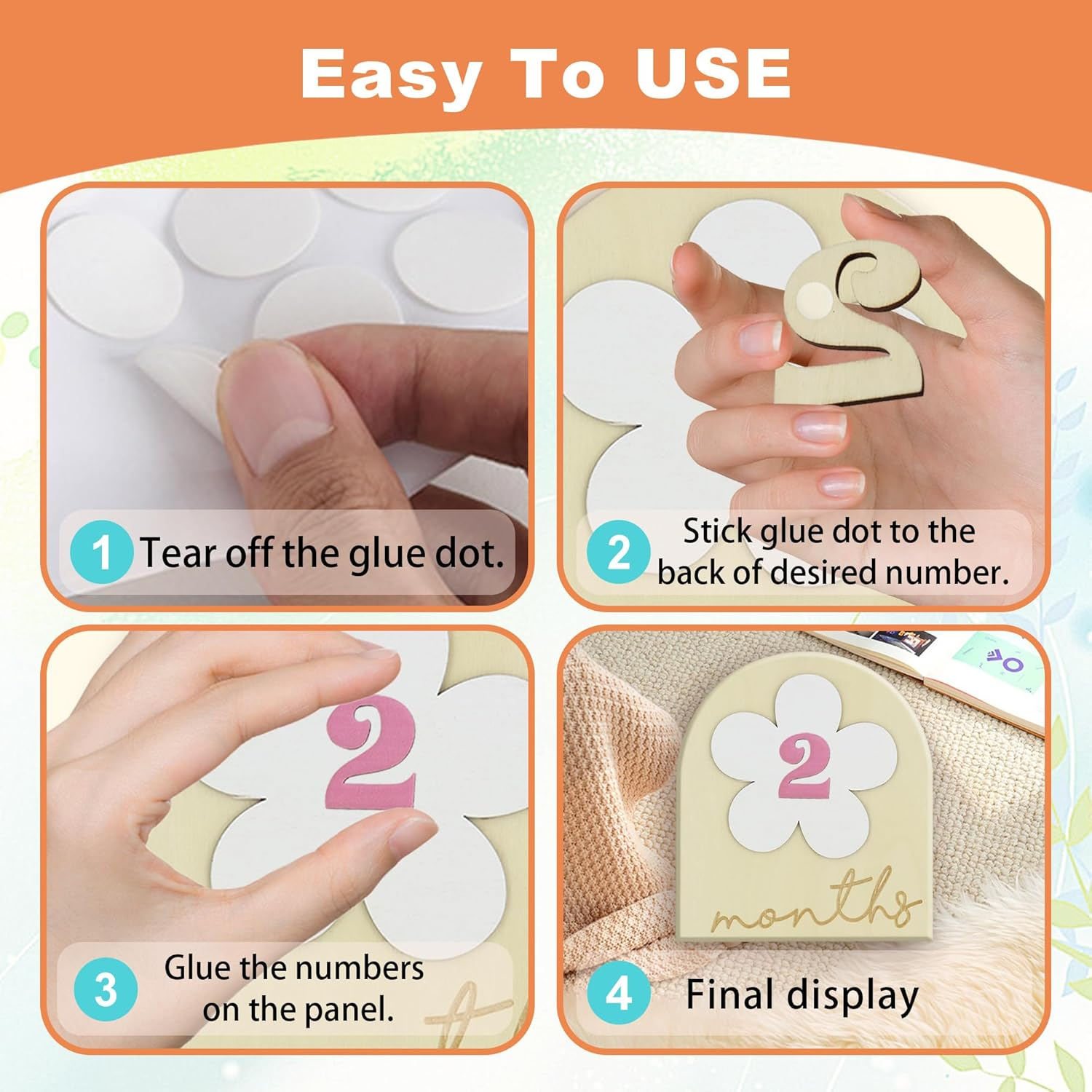 Flower Monthly Baby Milestone Cards, 1-12 Months Interchangeable Month Baby Milestone Signs, Months Baby Milestone Wooden Circles, Baby Announcement Sign, Newborn Photo Props (Wooden) image number 1