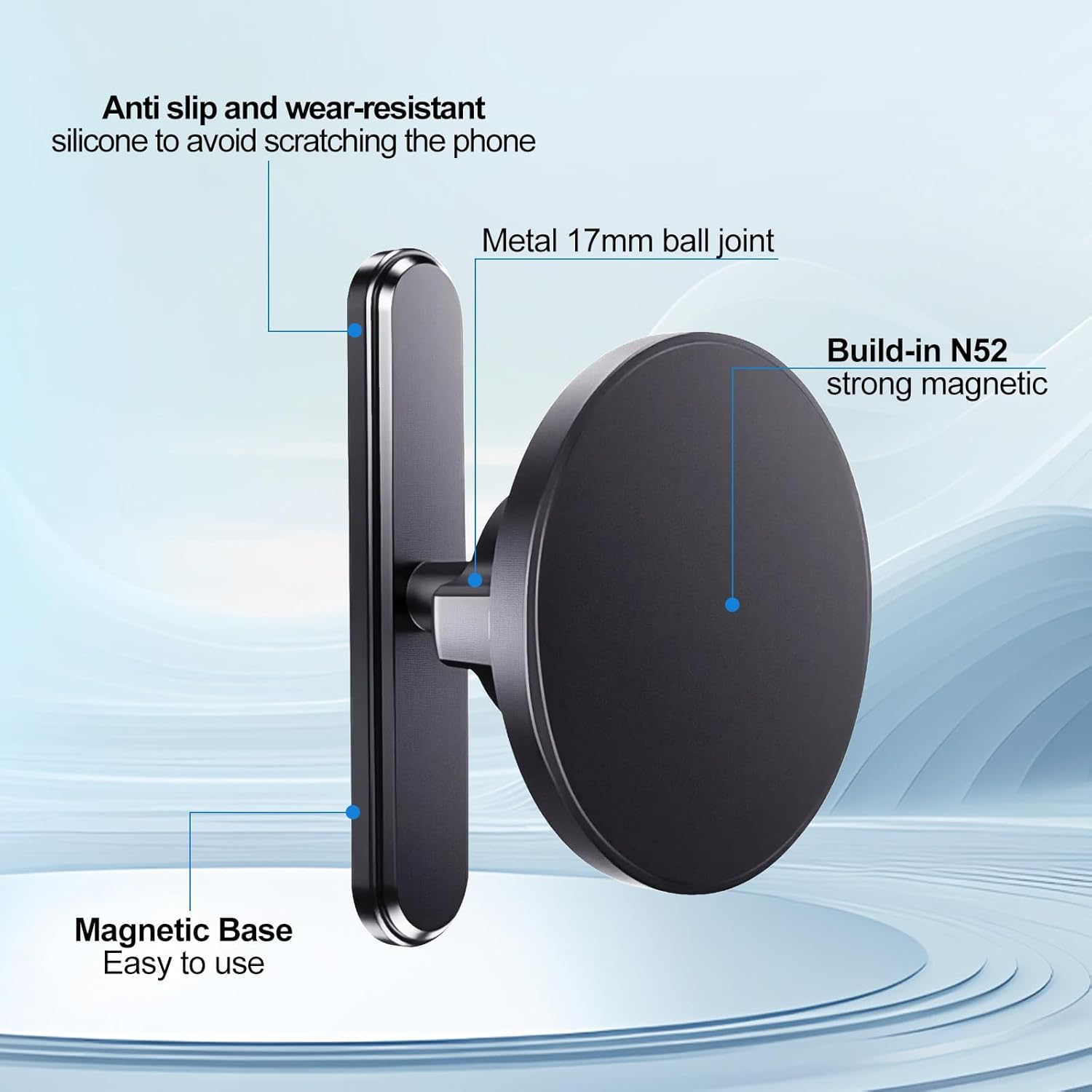 T Tersely Phone Holder for Gym&Golf Cart with Dual-Sided N52 Super Magnets for Magsafe, 360&deg; Strong Magnetic Phone Mount for Iphone 17/16/15/14/13/12/11 Series & Android with 2 Metal Ring Contain image number 5