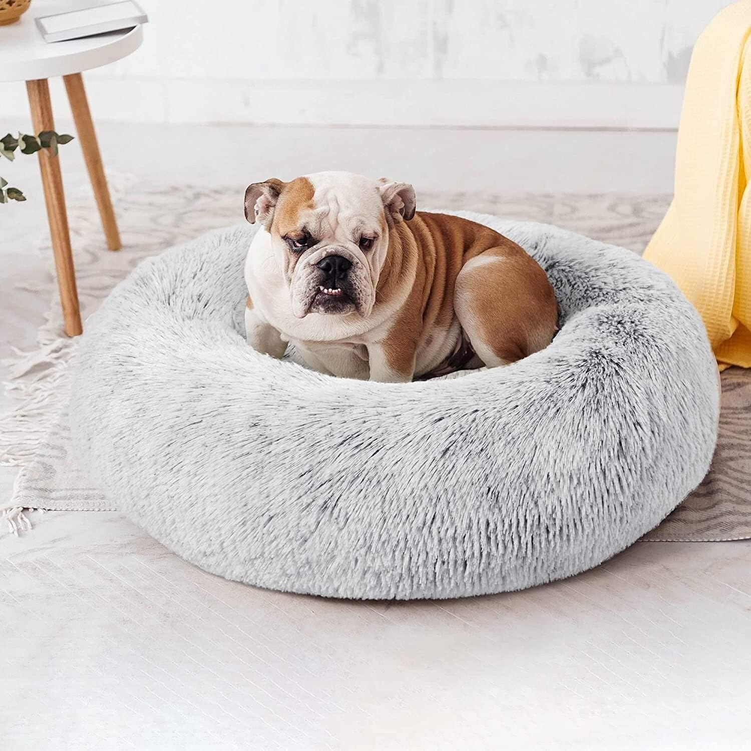 Baronhong Calming Dog Bed & Cat Bed,Anti-Anxiety Donut Dog Cuddler Bed,Warming Cozy Soft Dog round Bed,Fluffy Faux Fur Plush Dog Cat Cushion Bed for Small Medium Large Dogs and Cats(Blue,20") image number 2