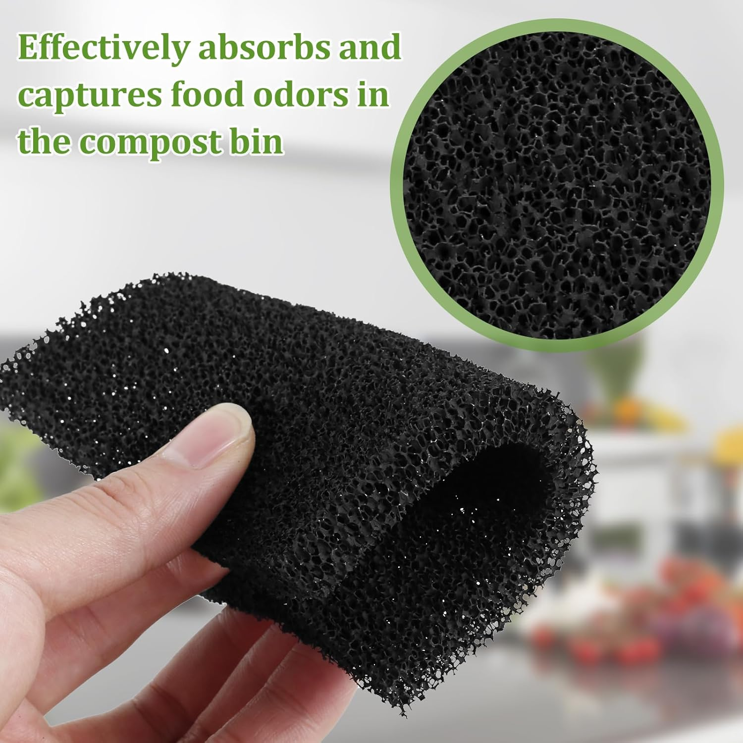 12Pcs Charcoal Filters for Kitchen Compost Bin 12Cm Square Activated Carbon Compost Bin Filters Efficient Replacement Compost Filters Compost Bin Kitchen Charcoal Filter 5Mm Thick image number 3