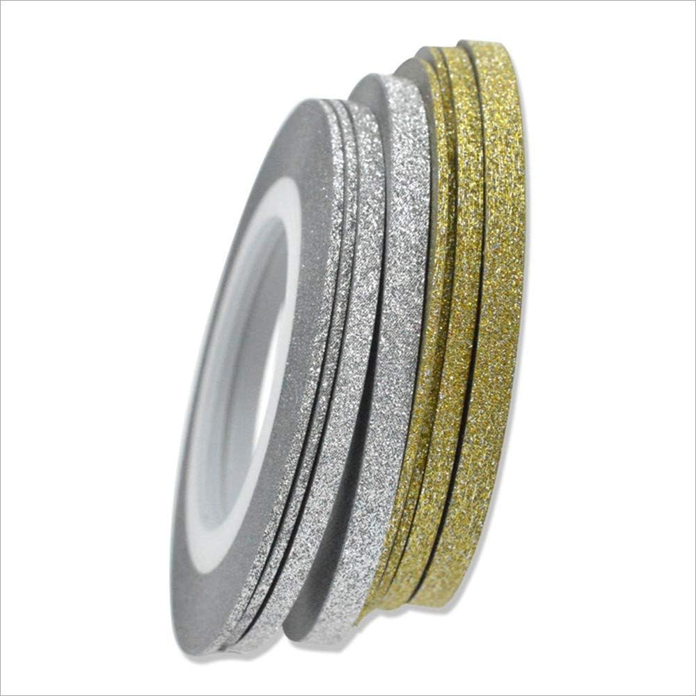 1 Rolls Nail Art Glitter Gold Silver Stripping Tape Line Strips Decor Tools 1Mm2Mm3Mm Nail Sticker DIY Beauty Accessories (1Mm, Gold) image number 4