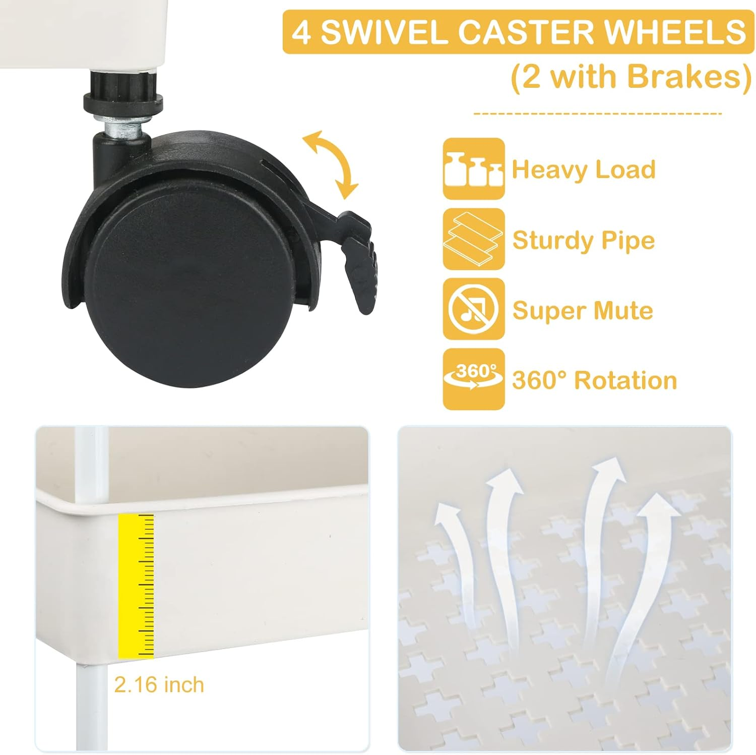 Volnamal Baby Diaper Caddy, Plastic Movable Diaper Cart Newborn Nursery Essentials Baby Diapers Organizer for Changing Table & Crib, Easy to Assemble, Beige (DH02W) image number 1