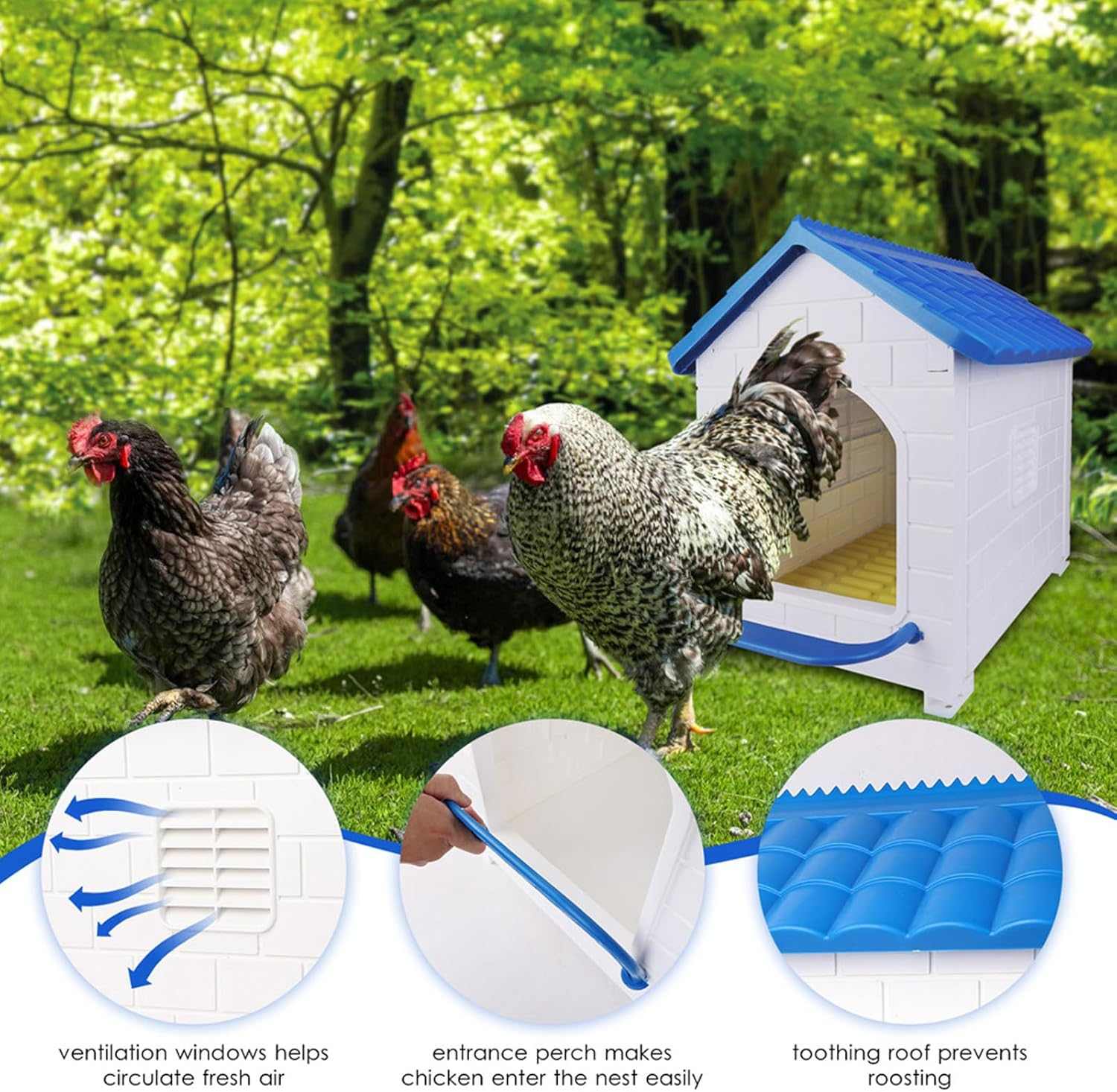 Bewinner Chicken Nesting Box - Compartment Chicken Laying Boxes with Minimalist Design, Easy Maintenance Hens Chicken Coop House for Farms, Yards image number 1