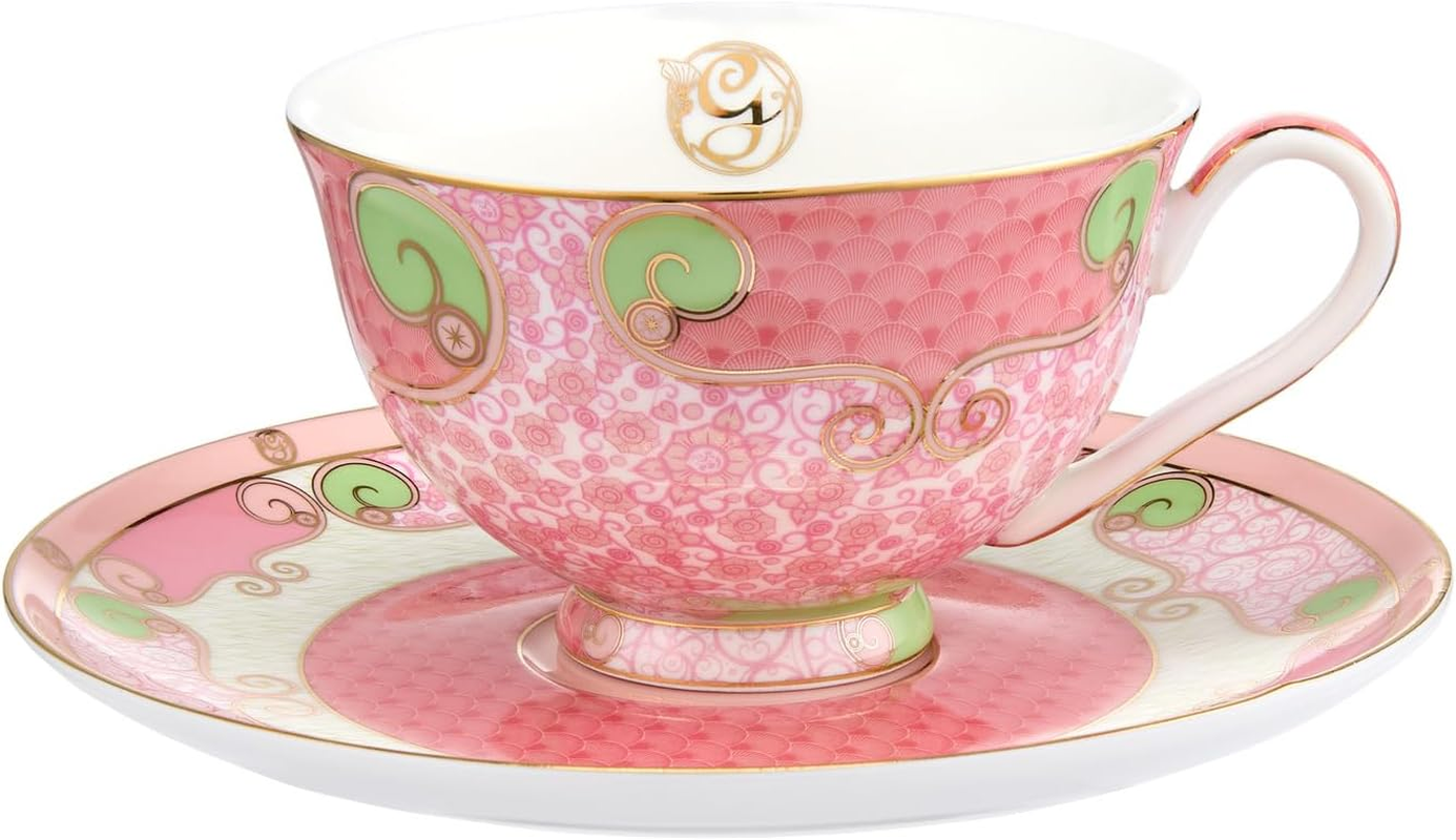 Maxwell & Williams Wicked Pink Goes Good with Green Footed Cup and Saucer in Glinda Gift Box, 200 Ml Capacity, Pink