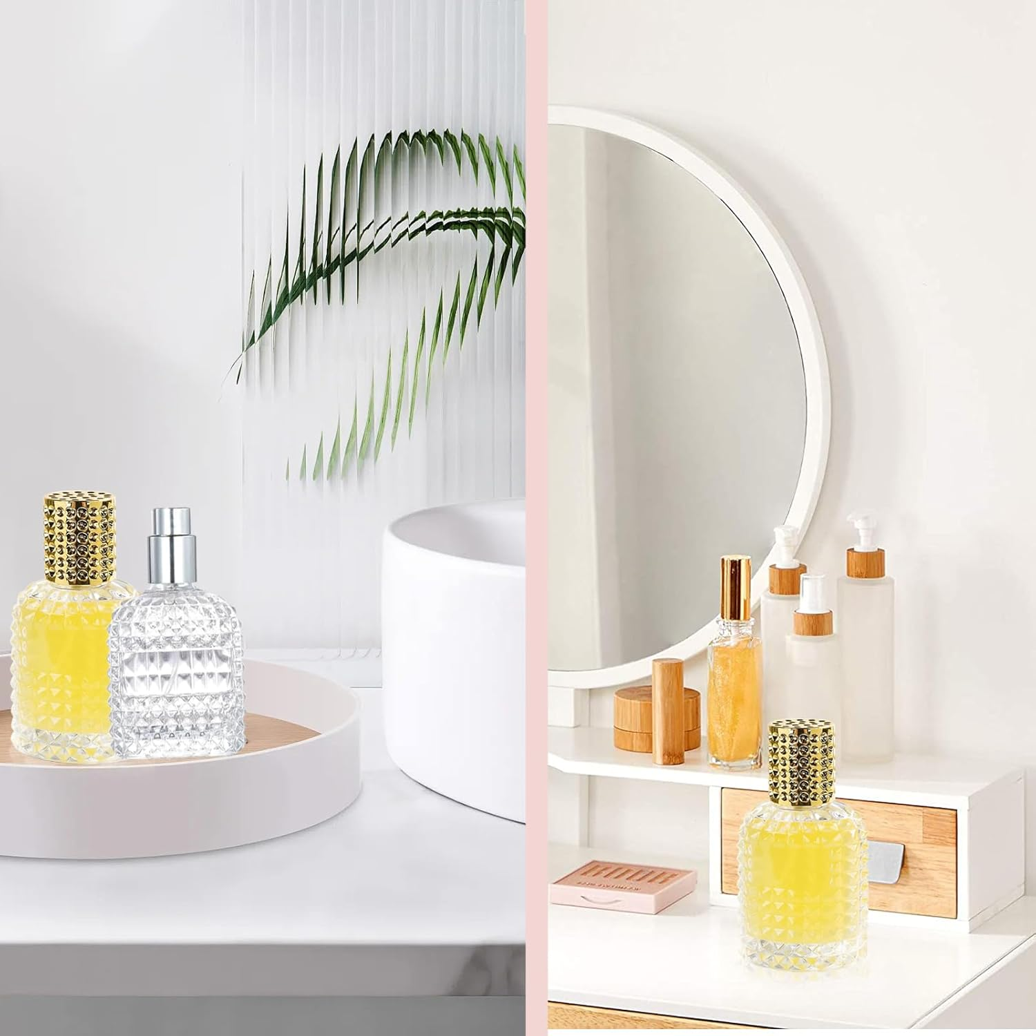 XUSSMM 2Pcs Perfume Atomiser, Gold + Grey Empty Perfume Bottles Eefillable Perfume Bottle Travel Perfume with Accessories Such as Funnel, Perfume Dispenser and Syringe for Travelling, Date, Party image number 5