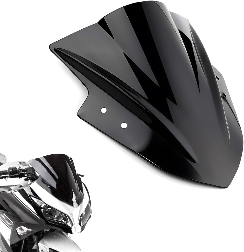 Amazicha Black Windscreen Windshield Double Bubble for Kawasaki Ninja 300 EX300 2013-2015, ABS Plastic, Black image number 2