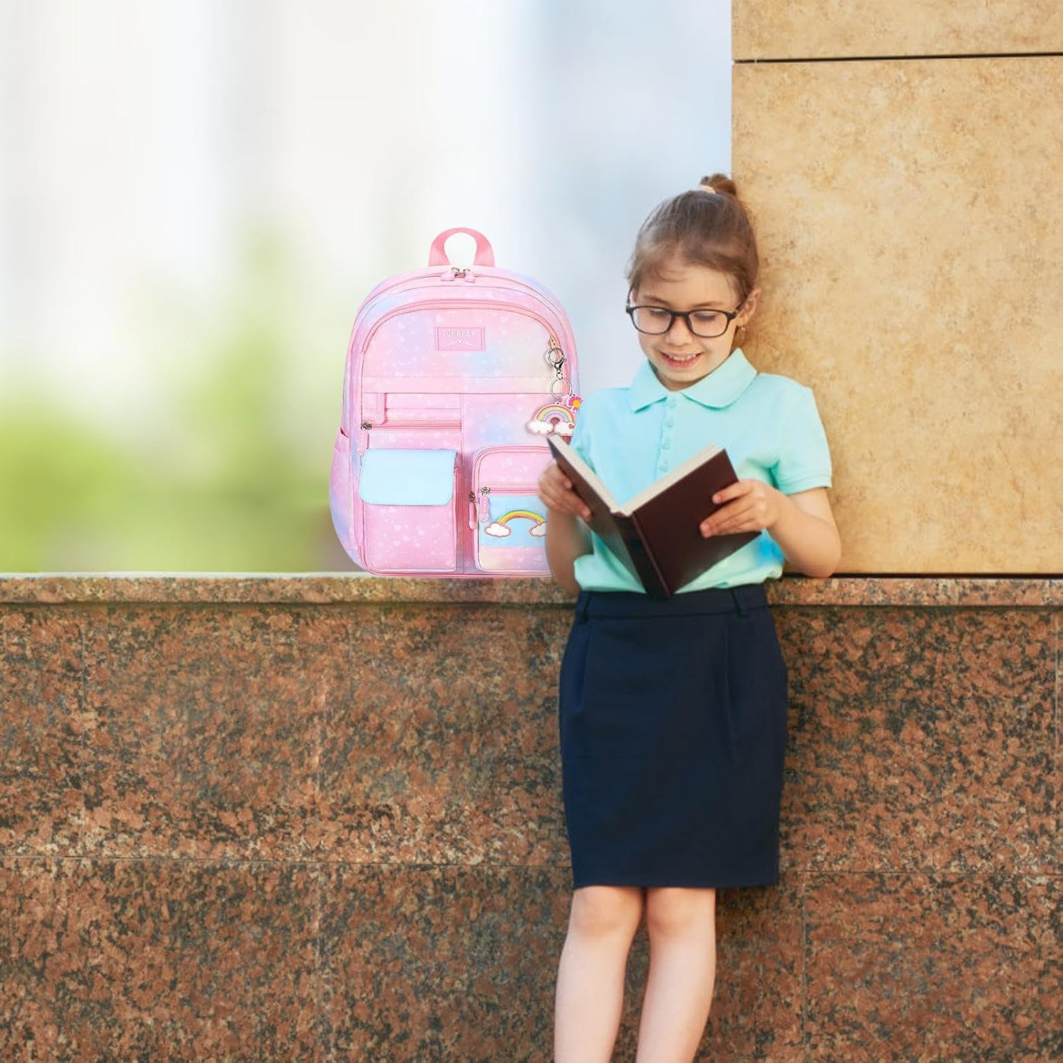 Rainbow Backpack,Rainbow School Bookbags | Laptop Bookbag, Water Resistant Cute Large Capacity Computer School Bag for Girls Teens Students image number 1
