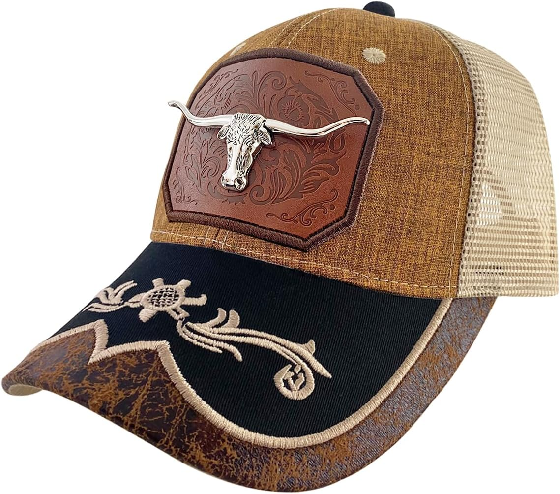 TOPACC Western Trucker Hat for Men Women Vintage Cowboy Country Hats Cute Baseball Cap for Western Outfit - A Beige image number 7