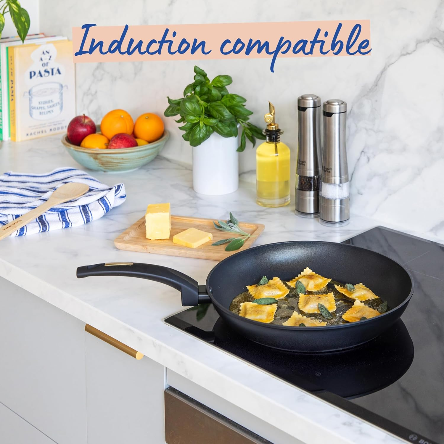 Russell Hobbs Noir Gold 32Cm Frypan, RHCW32FNG, Induction Compatible, Soft Touch Bakelite Handle, Easy Clean Non-Stick Surface, Stylish Gold Accents image number 4