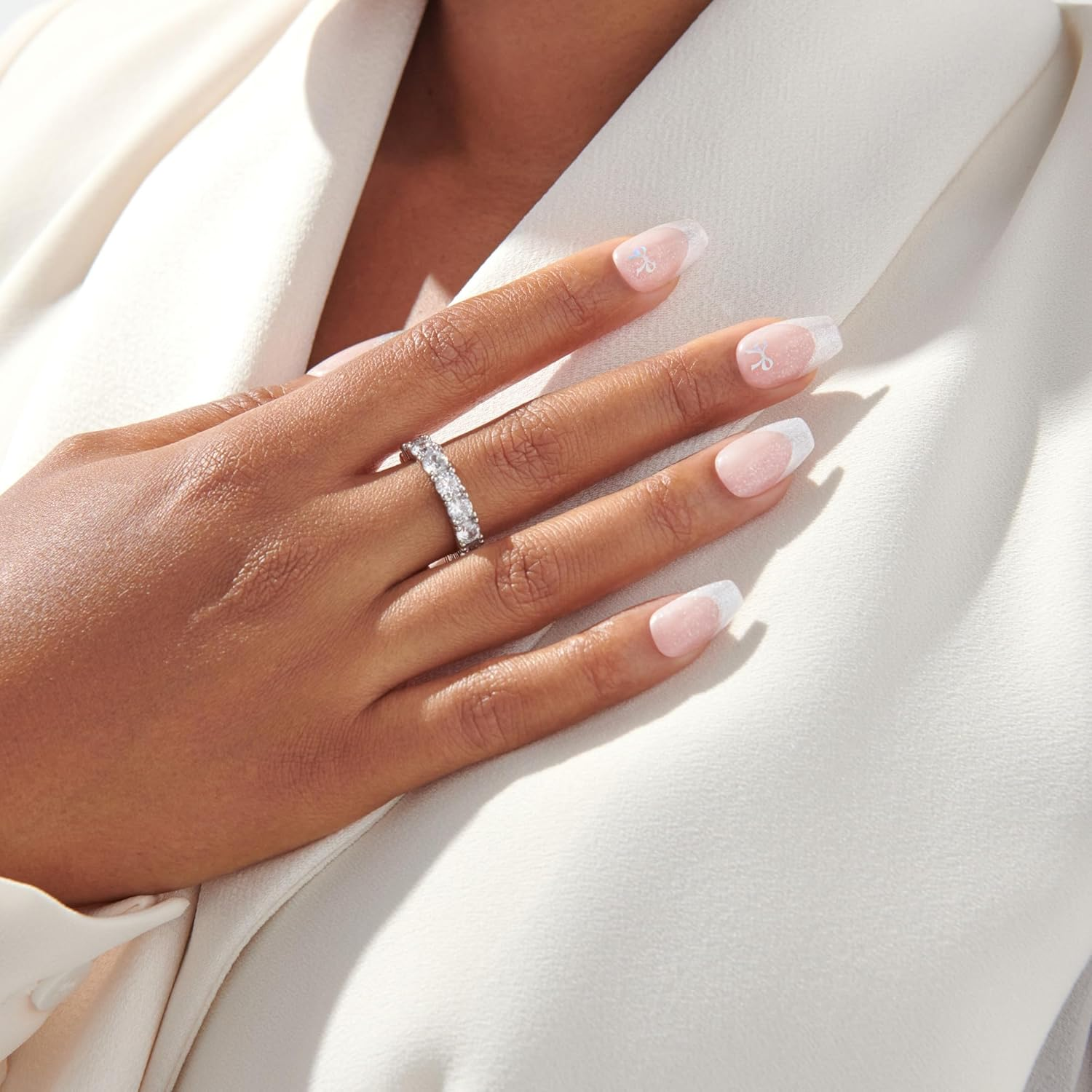 KISS Impress No Glue Mani Press on Nails, Premium, 'Memory Lane', Silver, Medium Size, Coffin Shape, Includes 30 Nails, Prep Pad, Instructions Sheet, 1 Manicure Stick, 1 Mini File image number 5