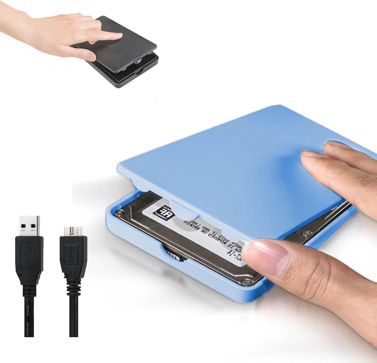 USB 3.0 External Hard Drive Case - 2.5" SATA HDD/SSD Enclosure (Up to 2TB), Tool-Free Design, UASP Support, Auto Sleep Function (Black)