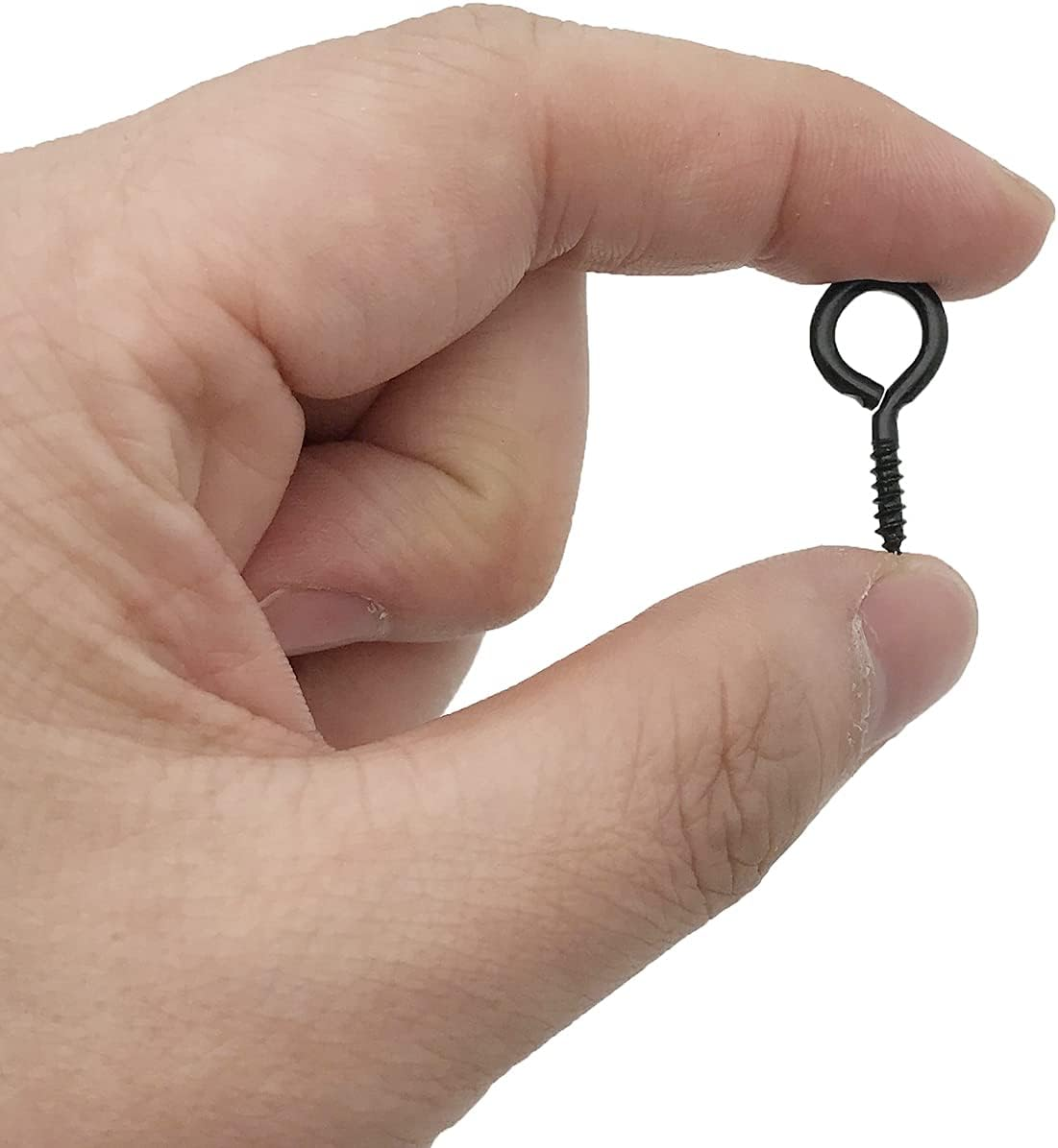 Screw Eyes, 1 Inch Metal Eye Hook, Zinc Plated Self Tapping Screw Hooks Ring, Eyelet Screws Black 120 Pcs - Black image number 4