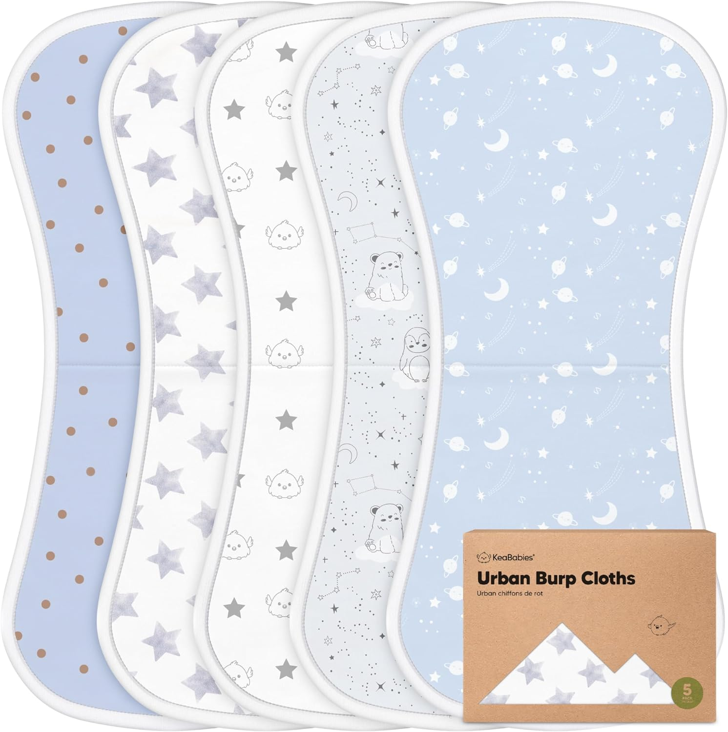 5-Pack Organic Burp Cloths for Baby Boys and Girls - Ultra Absorbent Burping Cloth, Burp Clothes, Newborn Towel - Milk Spit up Rags - Burpy Cloth Bib for Unisex, Boy, Girl (Sweet Charm)