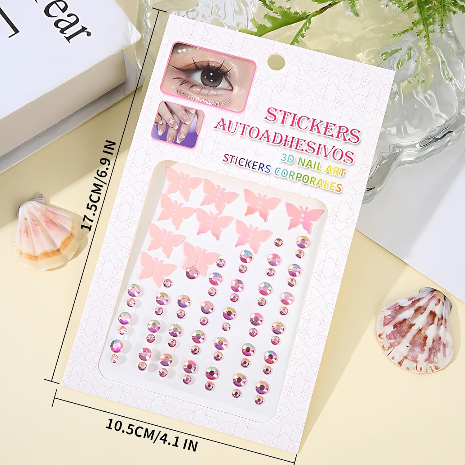 Kzvsiy 4 Sheets Butterfly Face Gems Rhinestone Stickers, Self-Adhesive Butterfly Glitter Tattoos for Eyes, Body, Hair & Nails, Rave Accessories and Party Decor Makeup Stickers for Women and Girls image number 2