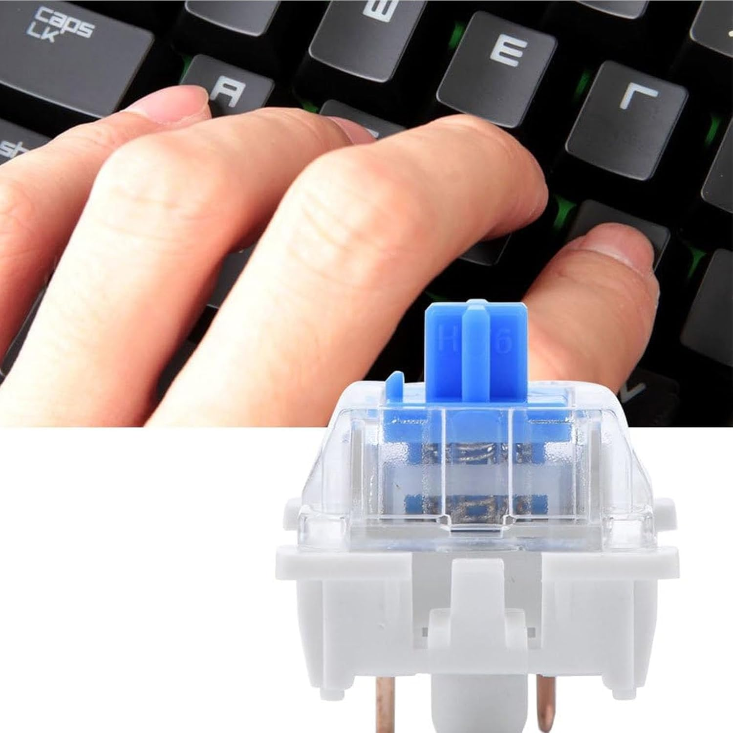 20 PCS Blue Switch Replacement 3 PIN Blue Mechanical Keyboard Dustproof Keyboard Switch, Switches Clicky Accurate Typing for Mechanical Gaming Keyboard image number 4