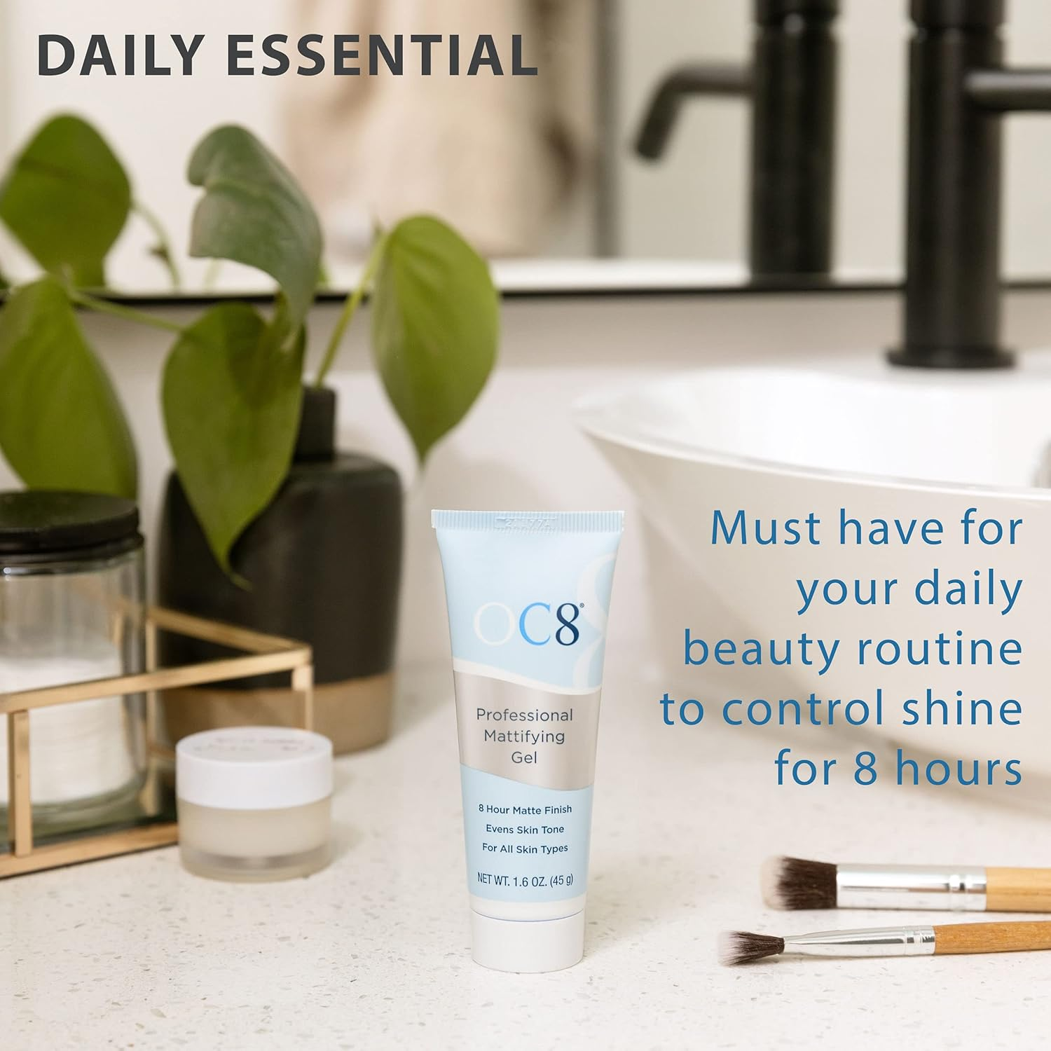 OC8 Professional anti Shine Mattifying Gel: Oil Control Mattifier Formula for Face - Matte Finishing Gel Controls Oily Skin, Reduces Shine, Redness for Eight Hours - 1.6 Ounces image number 3