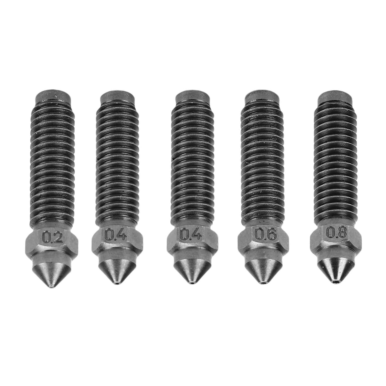 Jectse Carbon Hardened Steel 3D Printer Nozzle Set for High Speed Printing and Multi Material Compatibility, 5Pcs Replacement Nozzle Kit for ELEGOO, PLA/ABS/TPU Printers image number 3