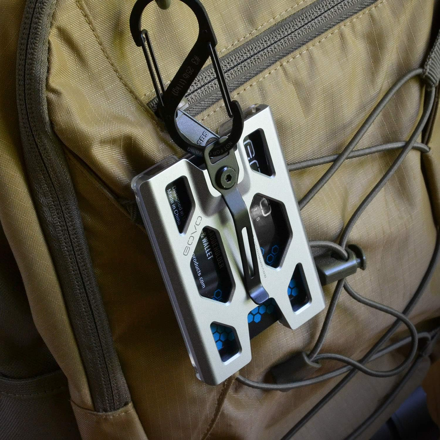 GOVO Badge Holder/Wallet_Metal Durable ID Card Holder with Metal Clip and 4 Cards Slot Aluminum Silver Silver image number 4