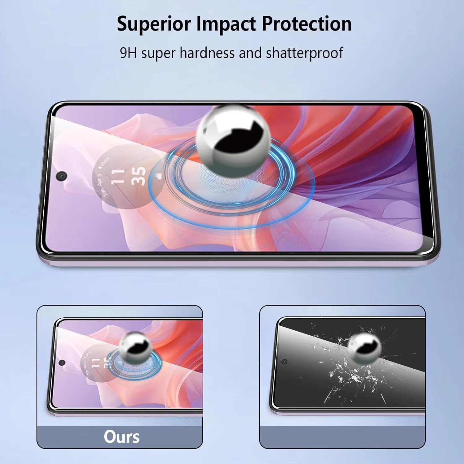 [3-Pack] 3D Curved Tempered Glass Screen Protector for Motorola Edge 60 Fusion/Edge 60 Pro/Edge 60, Full Coverage, Case-Friendly, HD Clarity image number 3