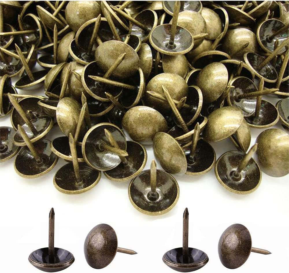 500 Pieces Drawing Pins, Betterjonny 11 * 17Mm Black Upholstery Tacks Iron Thumb Tacks Push Pins Decorative Furniture Head Nail Pin Door Nail for Home Office or DIY