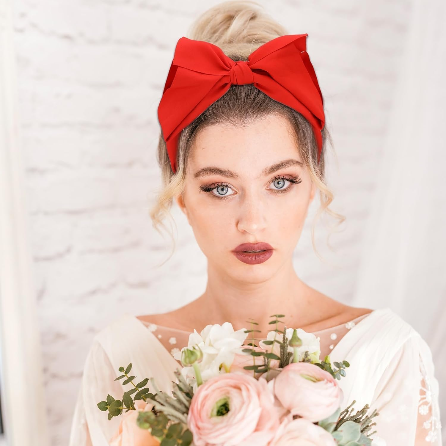 Red Bowknot Headband with Double Layer Bow Hair Accessories for Women'S, Headwear Christmas Party Cosplay image number 6