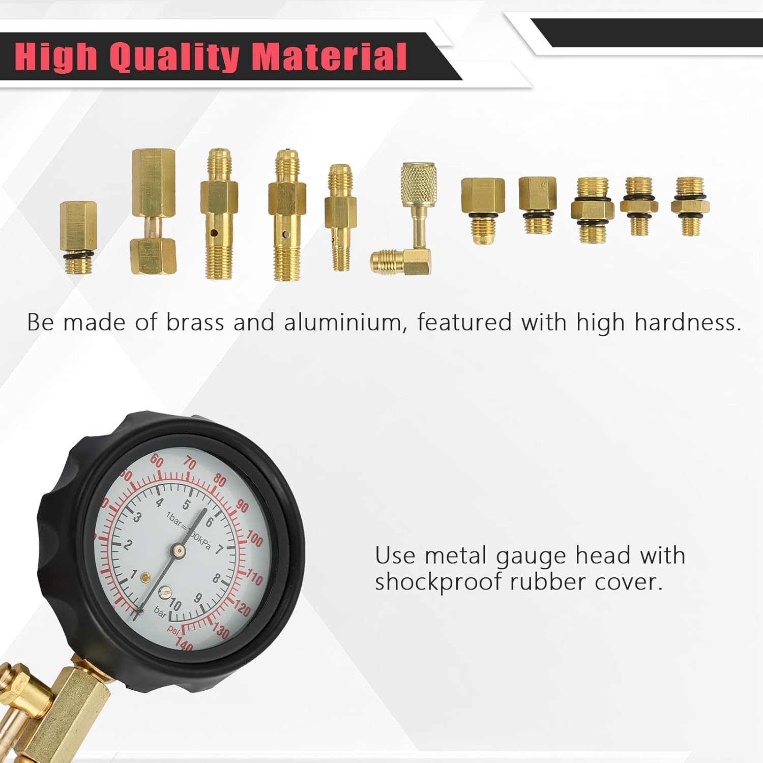 ATP 0-140 PSI Fuel Injection Pump Injector Tester Test Pressure Gauge Gasoline Cars image number 2