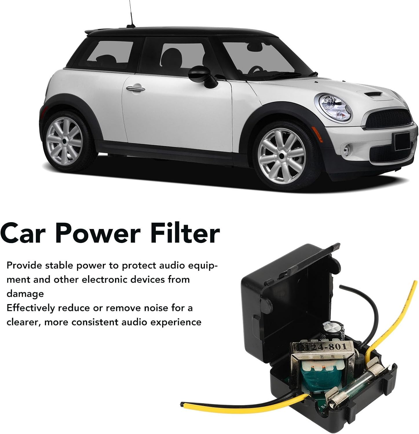 Zerodis 2Pcs Car Power Filter, 12V Car Stereo Audio Filter Noise Isolation Reducer Interference Proof Noises Reduction Reliable Stereo Power Supply Filter for Equalizers Amplifiers image number 5