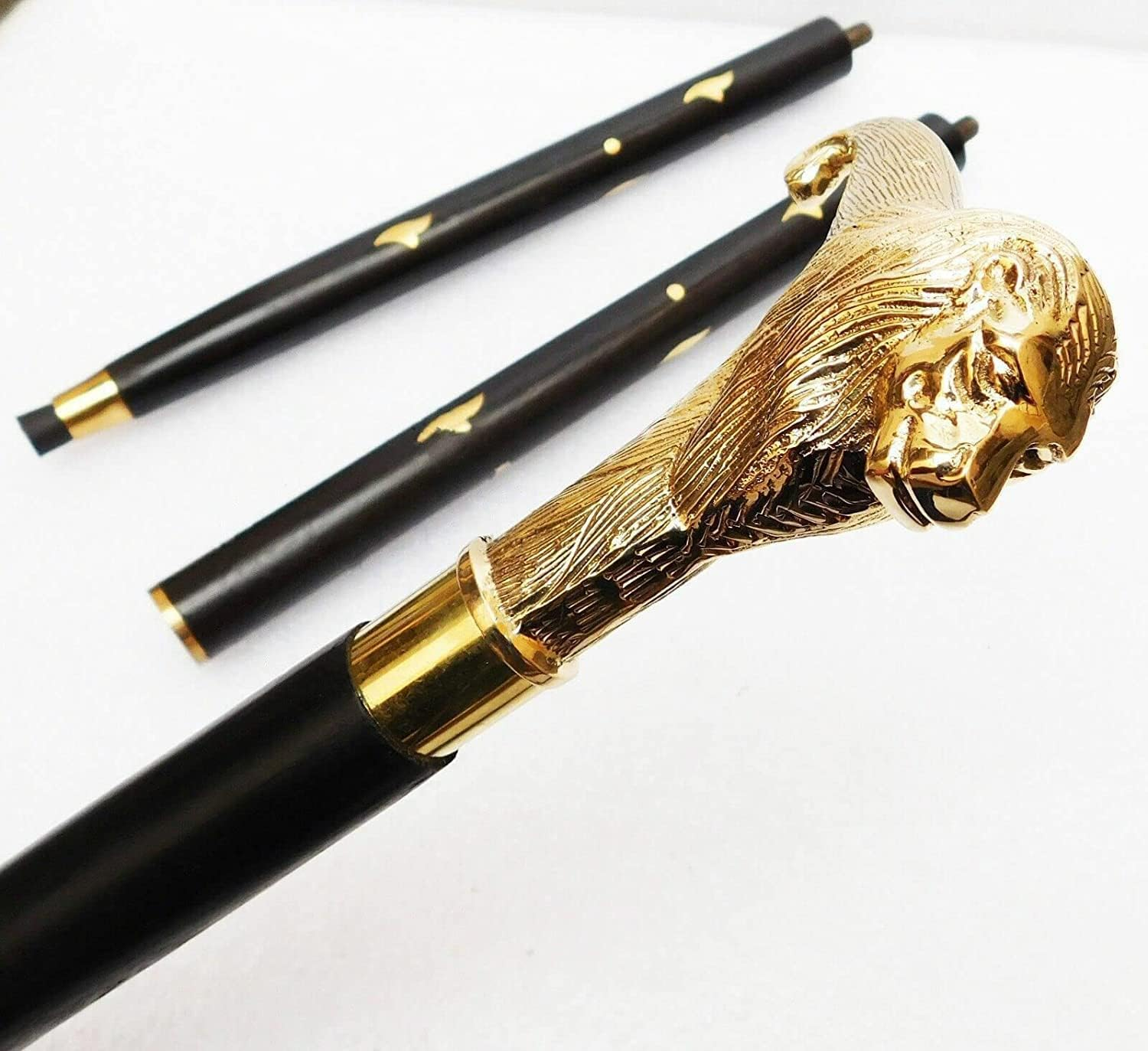Handmade Walking Stick LION'' Walking Cane Stick Designer Brass Handle 36 image number 3