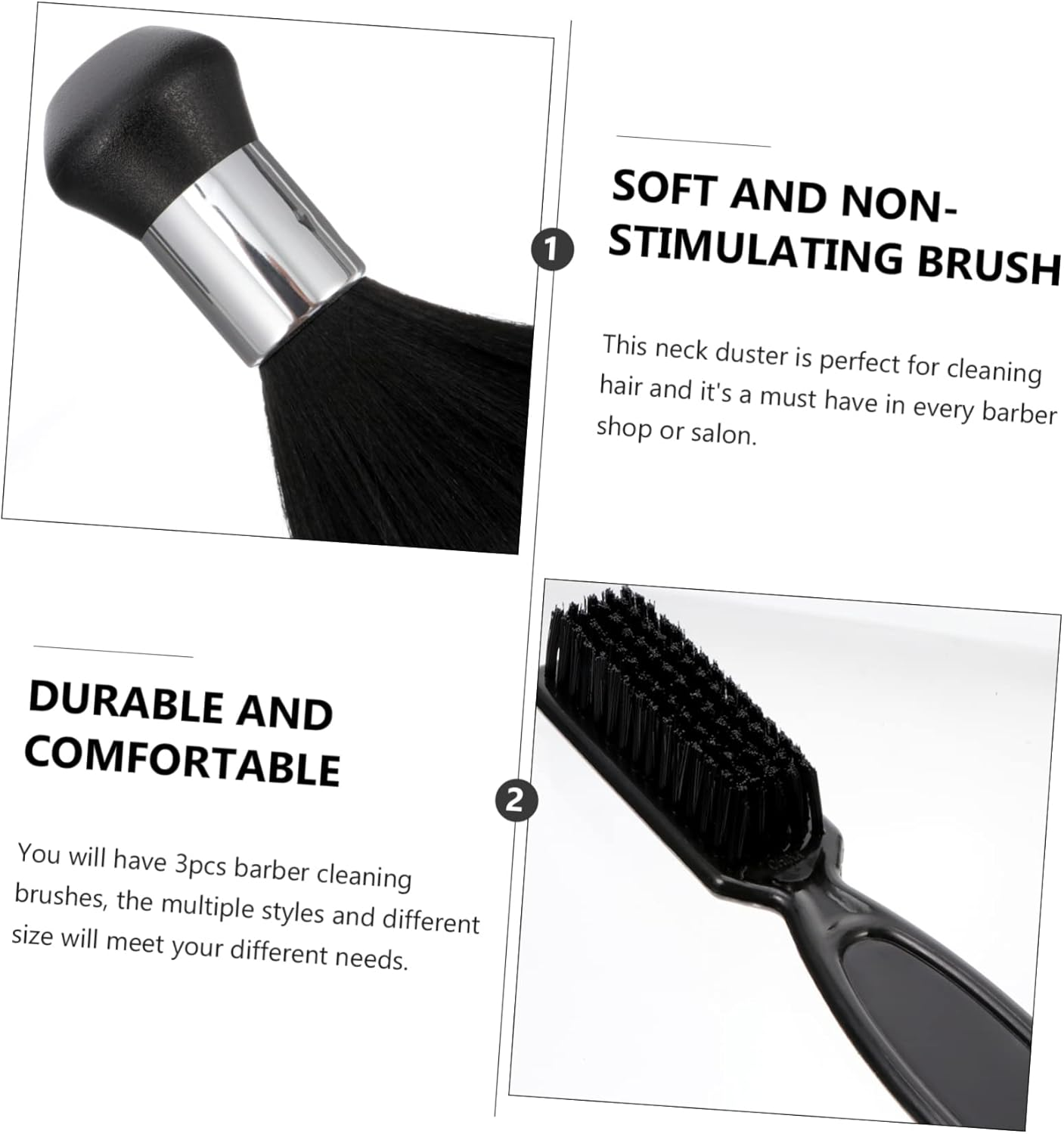 KALLORY 3Pcs Hairdressing Broken Hair Brush Neck Duster for Barbers Hair Cleaning Brush Set Practical and Portable Suitable for Salon and Home image number 1