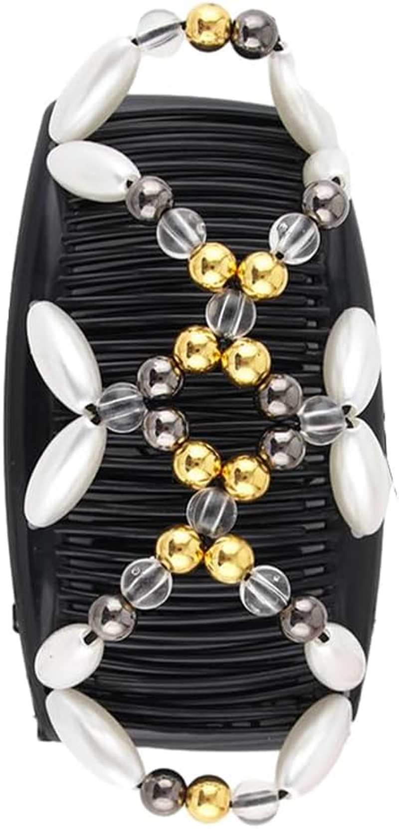 Stretch Combs Magic Hair Clips，Beaded Stretchy Easy Magic Hair Comb Elastic Double Hair Clip Hair Accessories，Perfect French Twist Holder