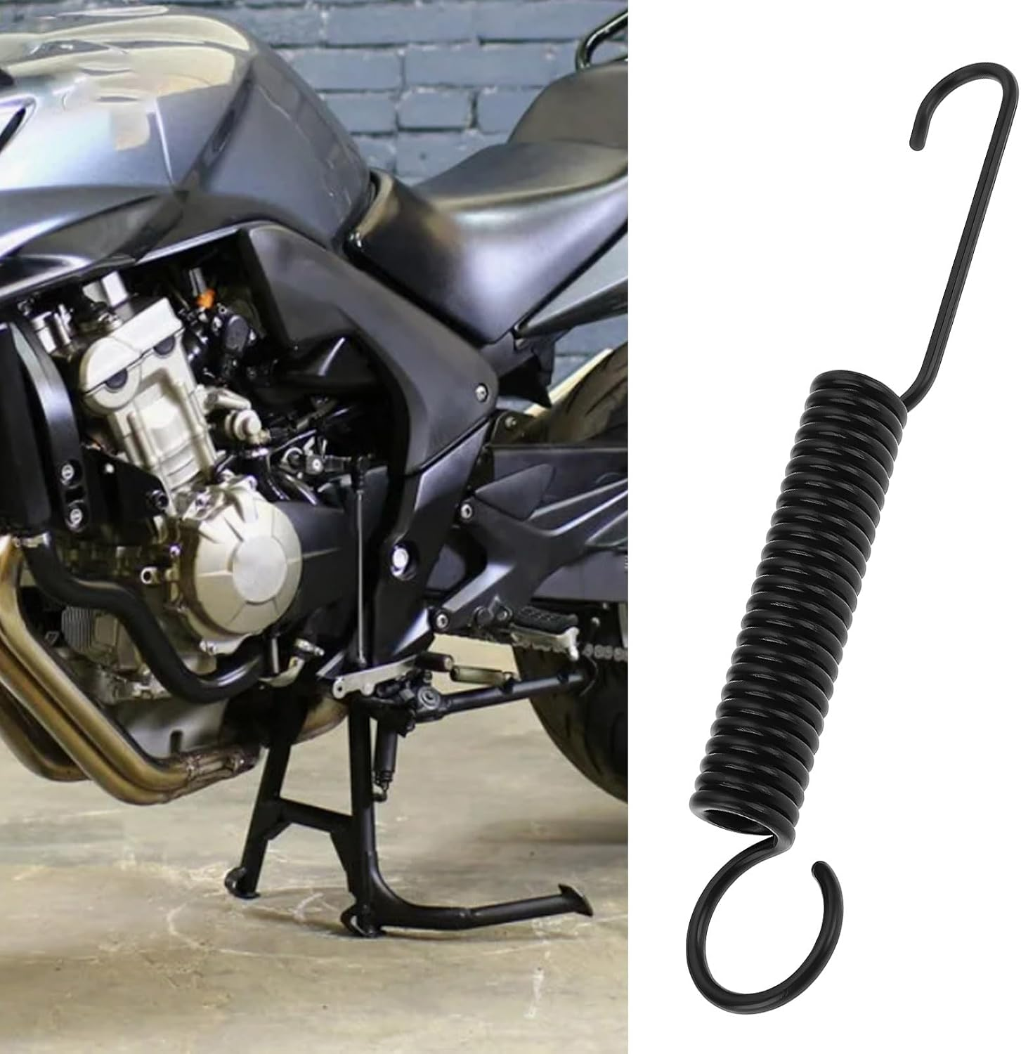 LT Easiyl 2Pcs Motorcycle Side Stand Springs 50542-MB0-611 Compatible with Honda CBF125M CBR250R Black - Black image number 2