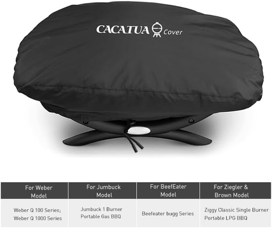 BBQ Cover, CACATUA Premium BBQ Grill Cover for Weber Classic Q1000 /100 Series, Real Waterproof, for Fits Q1200, Q1400, Q1000, Q140, Q120 and Q100,For Gas Grill Heavy Duty 68L&times;45W&times;33H Cm image number 1