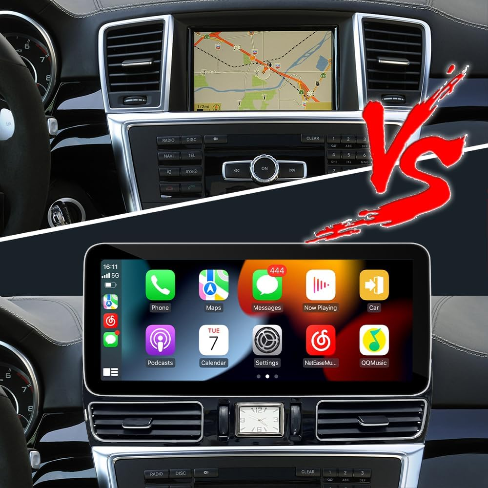 Carplay for Mercedes NTG 4.5/4.7 GL X166 ML W166 Upgrade 12.3 Inch Androdi Screen Android Auto Full (Split) Screen Mirroring App Netflix Spotify Wi-Fi Navigation Google Maps Vehicle Cameras (128GB) image number 2