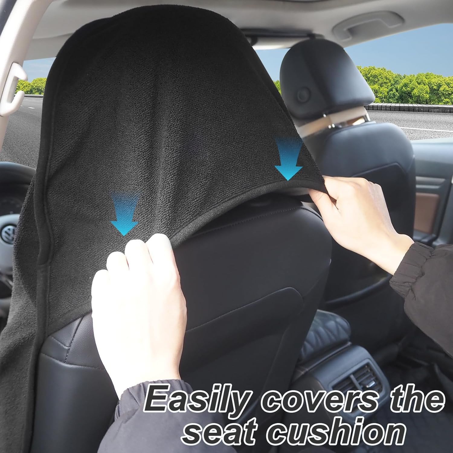 Car Seat Cover, Waterproof Sweat Towel Seat Cover, Black Universal Non-Slip Bucket Seat Protector for Car Truck SUV Seat, Auto Seat Pad for Pet & Kid, for Workout Outdoor Sport Activities (Black) image number 3