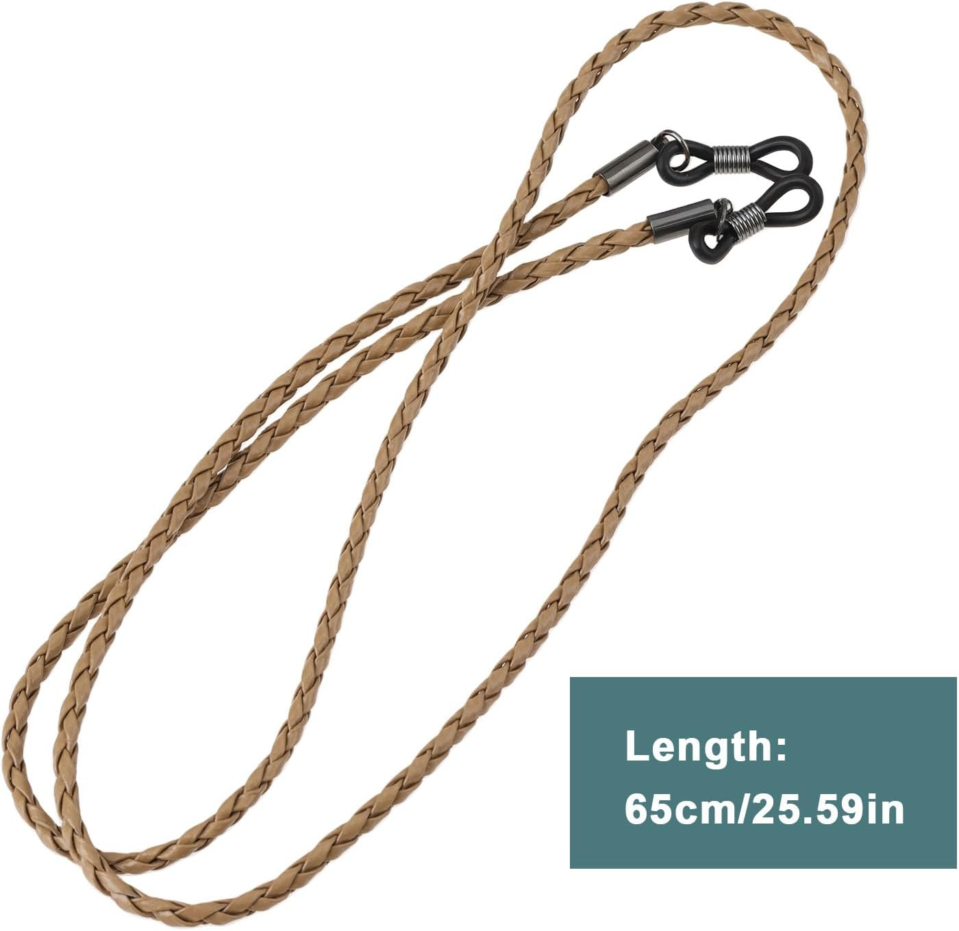AS Axis Spindleon 2 Pcs Glasses Chain PU Leather Light Brown Hanging Rope 65Cm Suitable for Reading Glasses Sunglasses - Light Brown image number 4