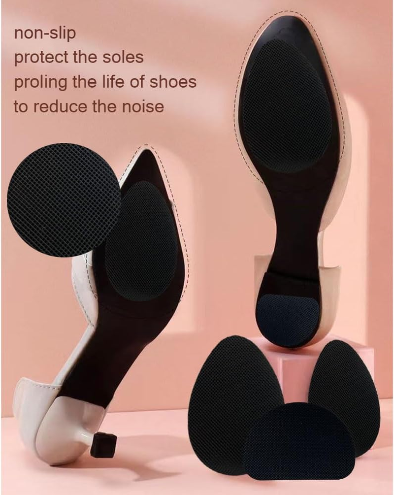 YUESUO Non-Skid Shoe Pads Self Adhesive anti Slip Shoes Grips on Bottom of Shoes Noise Reduction Shoes Cushion Rubber Sole Protector Stickers (Black-16Pcs)