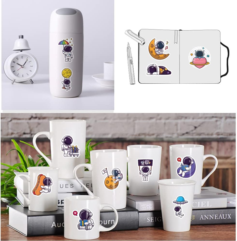 NASA Space Astronaut Sticker, 60 PCS Cool Astronaut Vinyl Sticker for Water Bottle Laptop Helmet Skateboard Scrapbook Bumper Bicycle, Gifts for Kids Teens Adults DIY Decorations