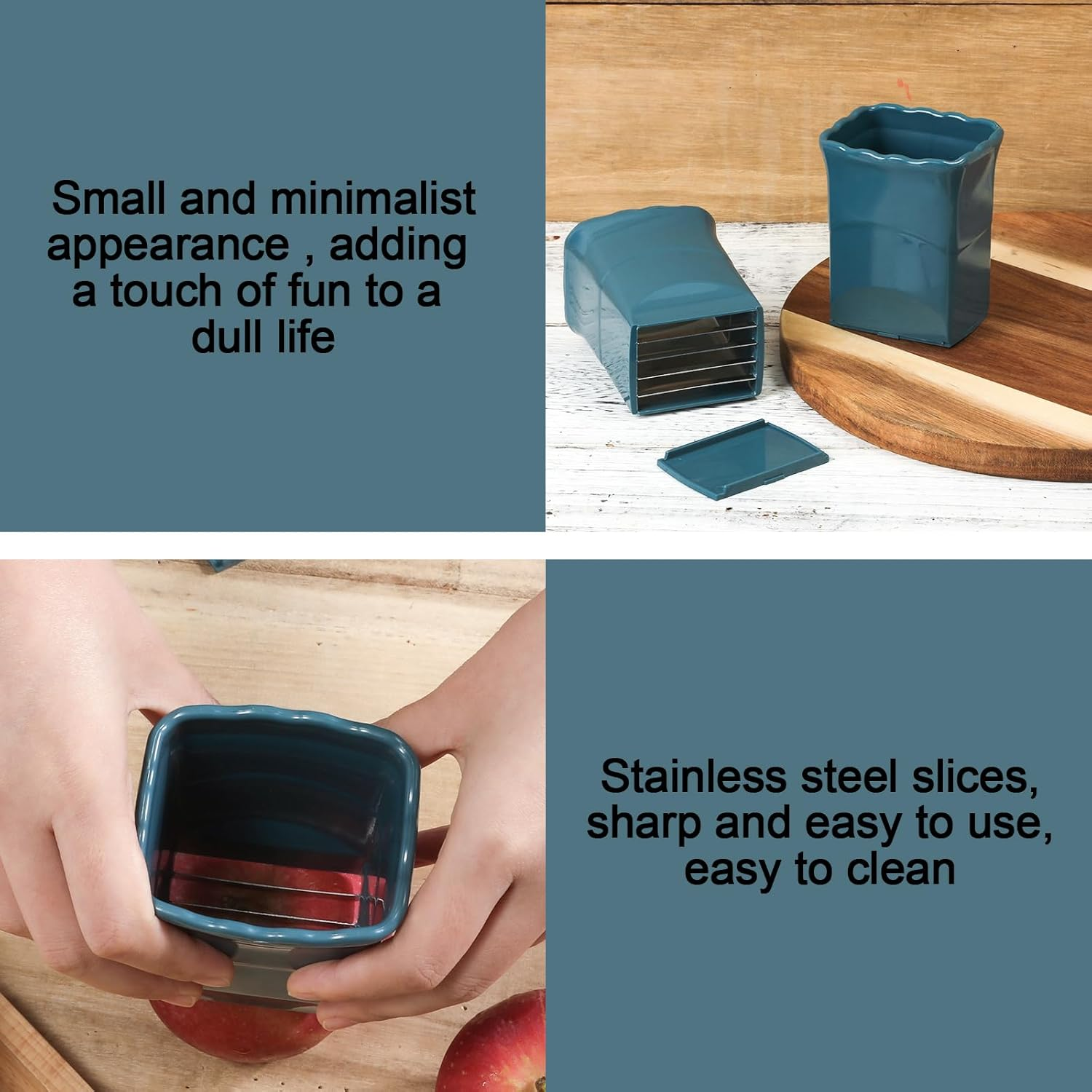 2Pcs Multifunctional Cup Slicer, Stainless Steel Fruit Slicer Cutter for Strawberry Banana Egg Vegetable Quickly Make Salad Kitchen Gadgets (Dark Blue) image number 1