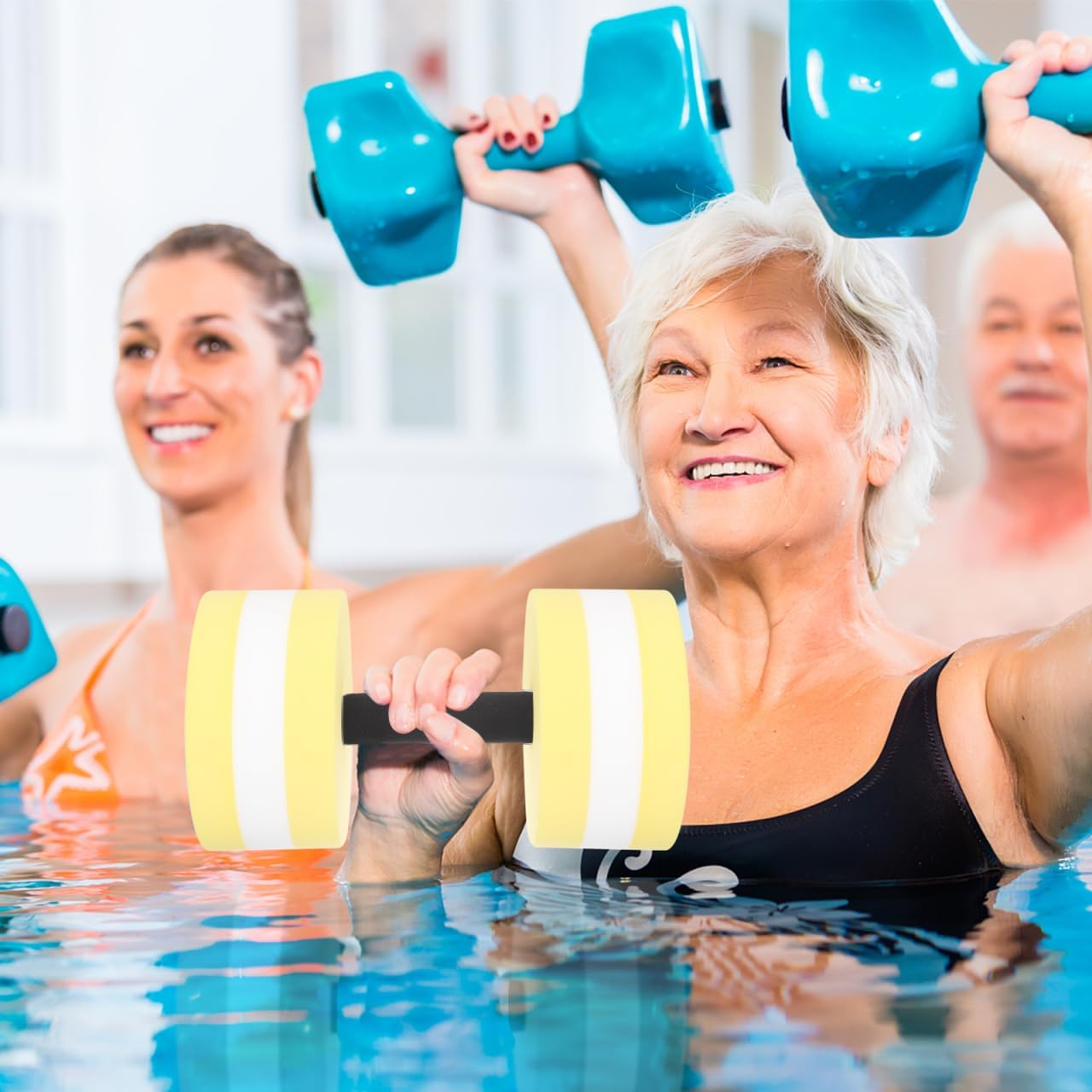 2Pcs Eva Foam Water Weights - Floating Dumbbells for Aquatic Fitness, Lightweight and Portable Exercise & Fitness Dumbbells Dumbbells Adjustable Dumbbell Aquatic Exercise Dumbbell image number 4