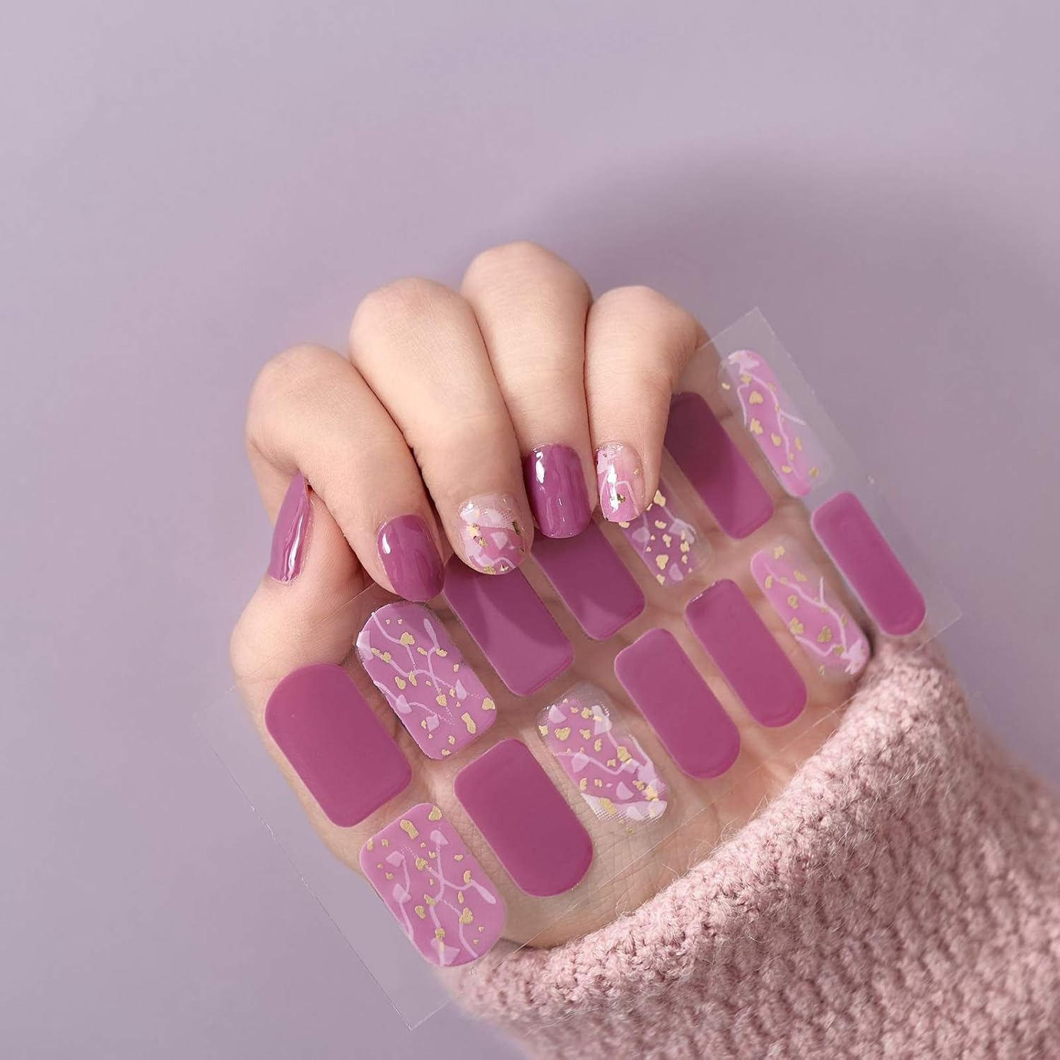 SIUSIO 70 Pcs 5 Sheets Full Nail Wraps Pure Color Nail Polish Strips Stickers Glitter DIY Nail Art Sticker with 1PCS Crystal Glass Nail Files Christmas Nail Wraps for Women and Girls image number 6