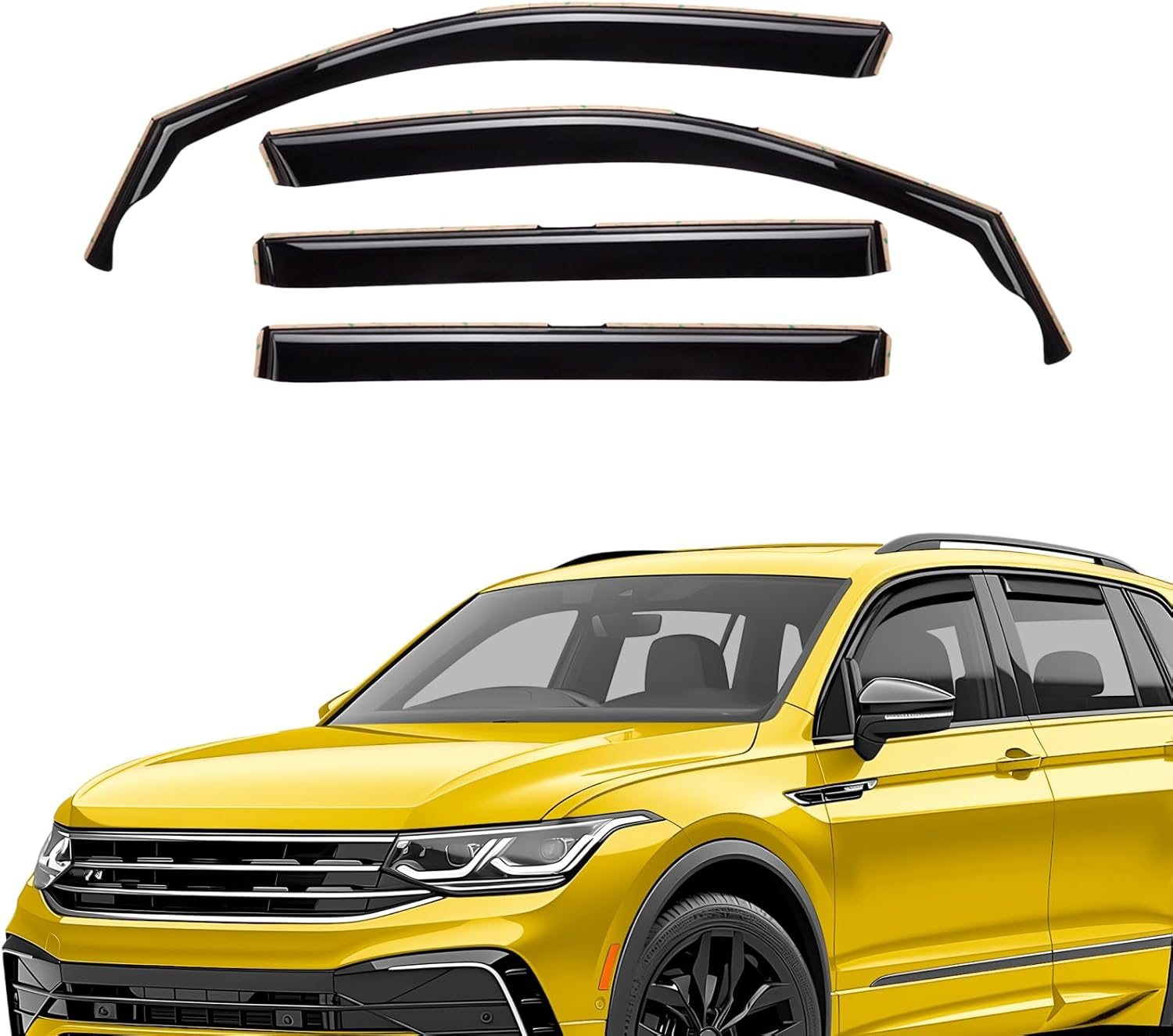 Extra Durable Window Deflectors In-Channel Window Visors Rain Guards Fit for Volkswagen (VW) Tiguan 2018-2025, Sun Visors, Wind Ventvisors, Vent Shades, Exterior Car Accessories - 4 Pcs. AG0221 image number 2