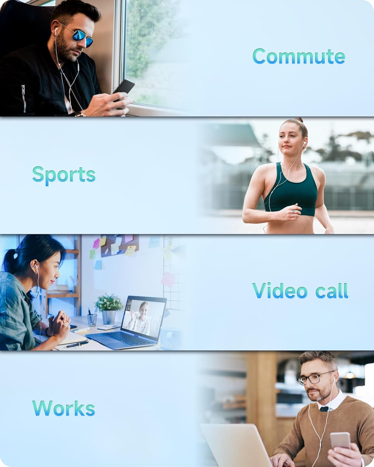 Ohuhu Wired In-Ear Headphones with 3.5 Mm Jack Connection, Hifi Stereo Earphones with Noise Isolation, Microphone and Volume Control for Iphone, I-Pad, S-Amsung,H-Uawei,A-Ndroid-T-Tablets, MP3/MP4 image number 4