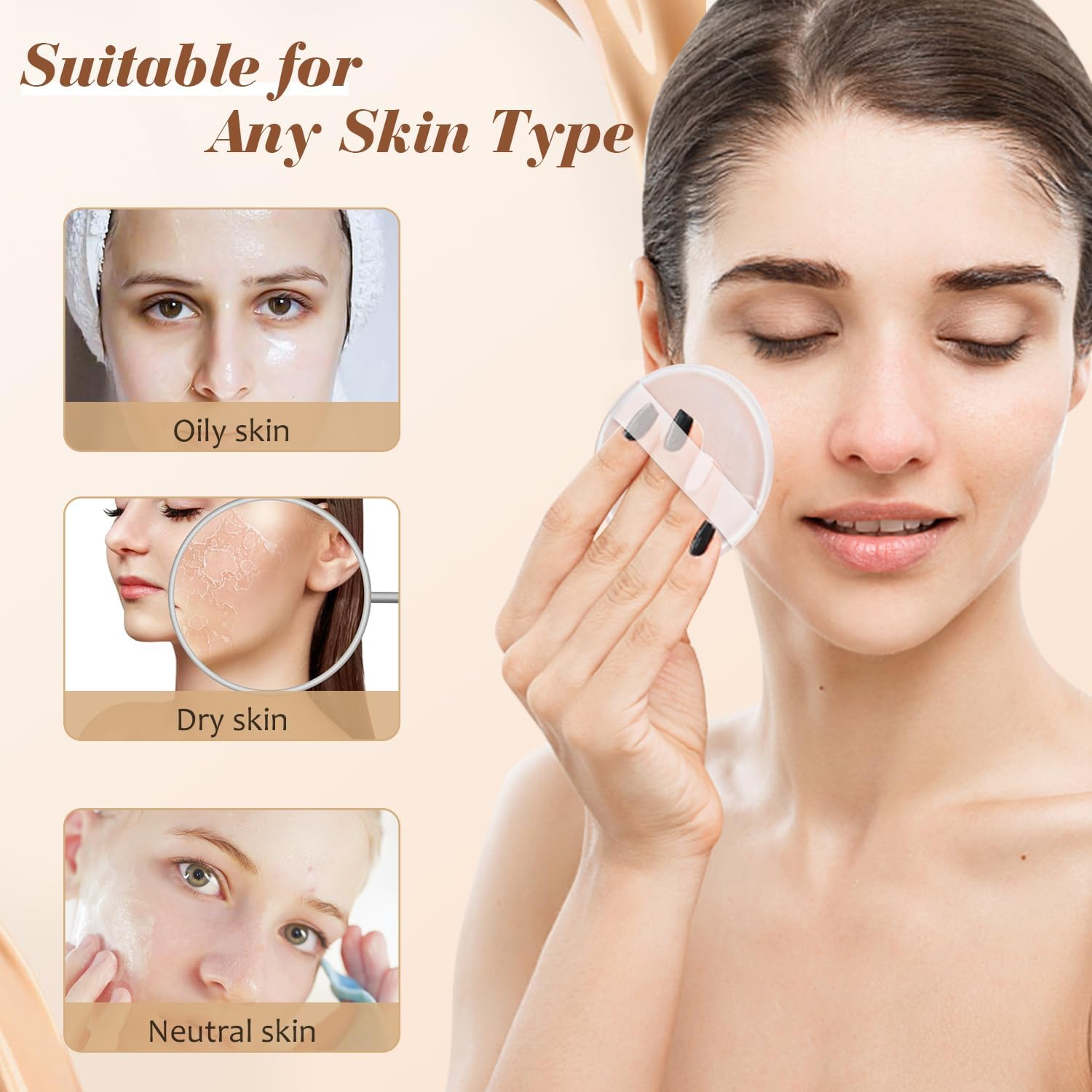 BOSMIOW 8Pcs Clear round Silicone Powder Puffs,Washable Makeup Puff with Silk Handle,Cosmetic Applicator for Liquid Foundation,Cream,Concealer,Blush,Cosmetic Beauty Tools Blender image number 3