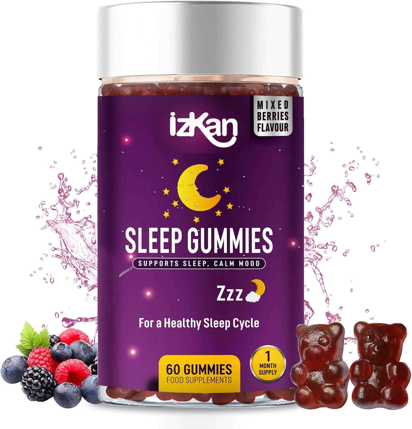 Pro Sleep Gummies for Adults with Magnesium, L-Theanine, 5 HTP, Valerian Root, Passionflower Extract, Glycine, Chewable Sleep Supplement |Bed Time Aid| |Calm Mood| Vegan 60 Gummies |Berries Flavour| (1) image number 5