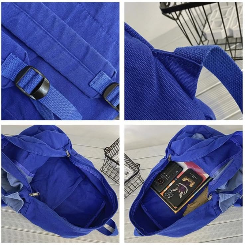 MININAI Vintage Canvas Backpack for Women Men Grunge Hippie Boho Patchwork Backpack College Book Bag Travel Casual Daypack image number 4