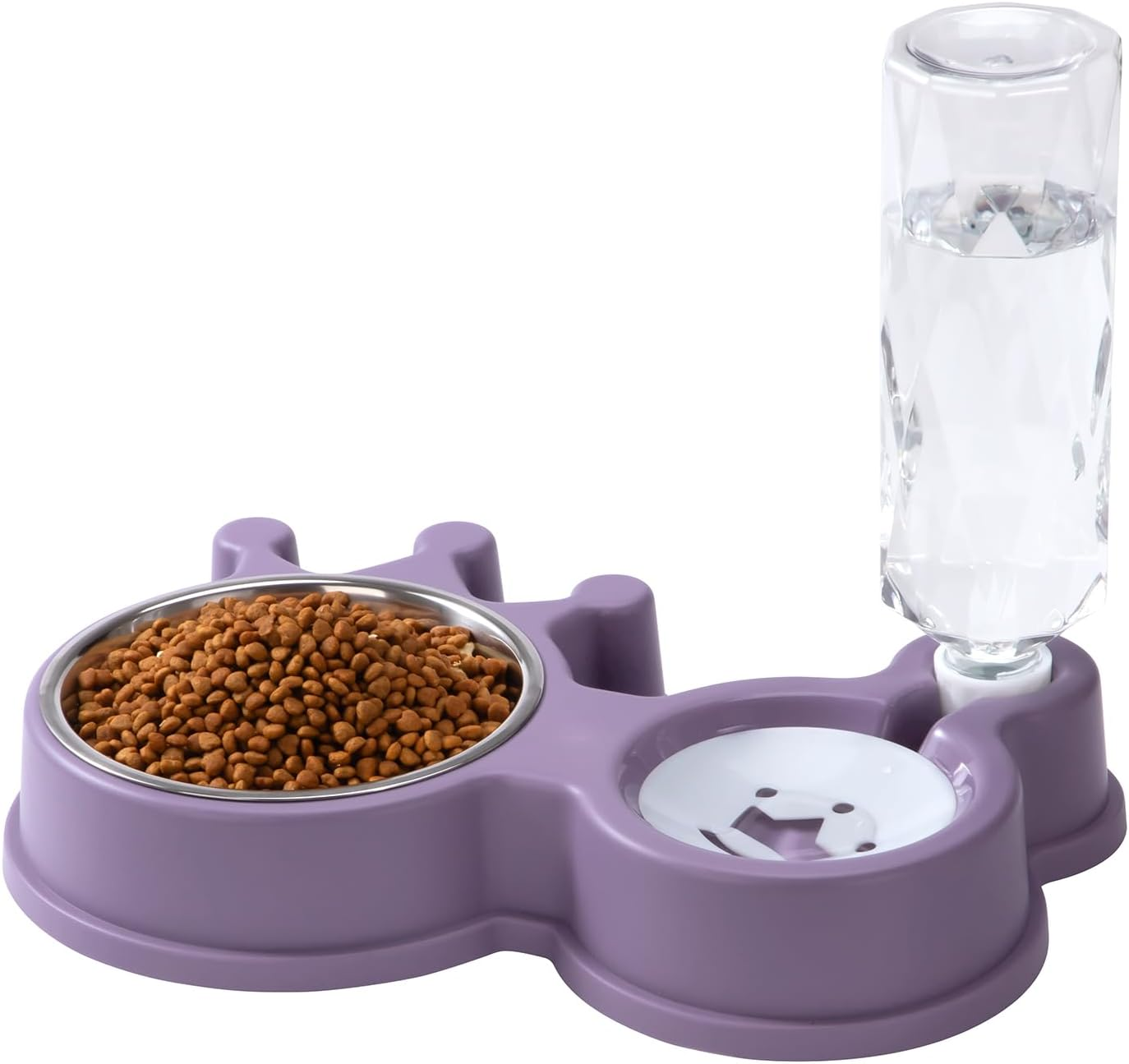 Cat Feeding Bowl with Automatic Water Bottle, Non-Slip Cat Bowl Set, 2 in 1 Cat Food Bowls with Mat for Small and Medium Dogs and Cats, 32 X 20.5 X 5.5 Cm image number 6