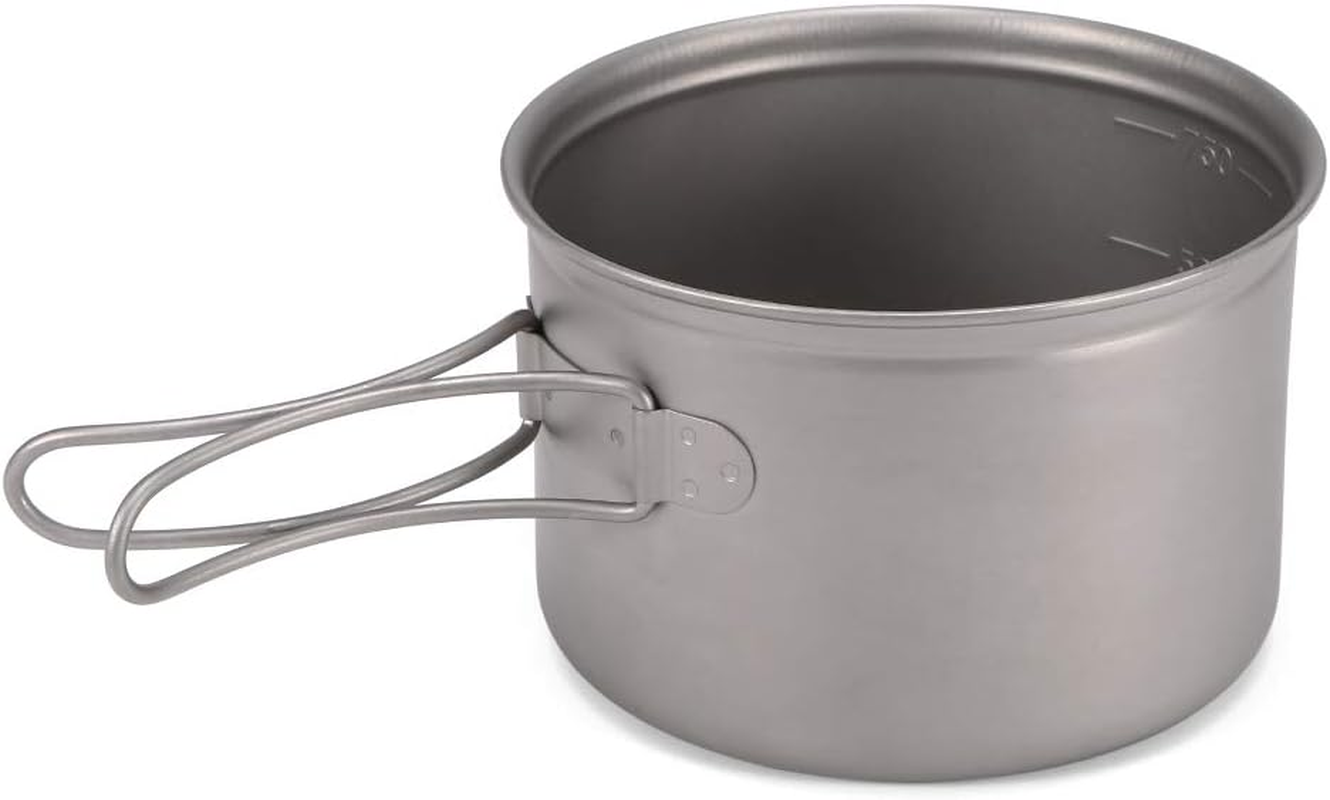 Camping Titanium Cookware Set 1000Ml 750Ml Pot Pan Spoon Set for Outdoor Camping Hiking Backpacking Picnic Cooking Equipment image number 3