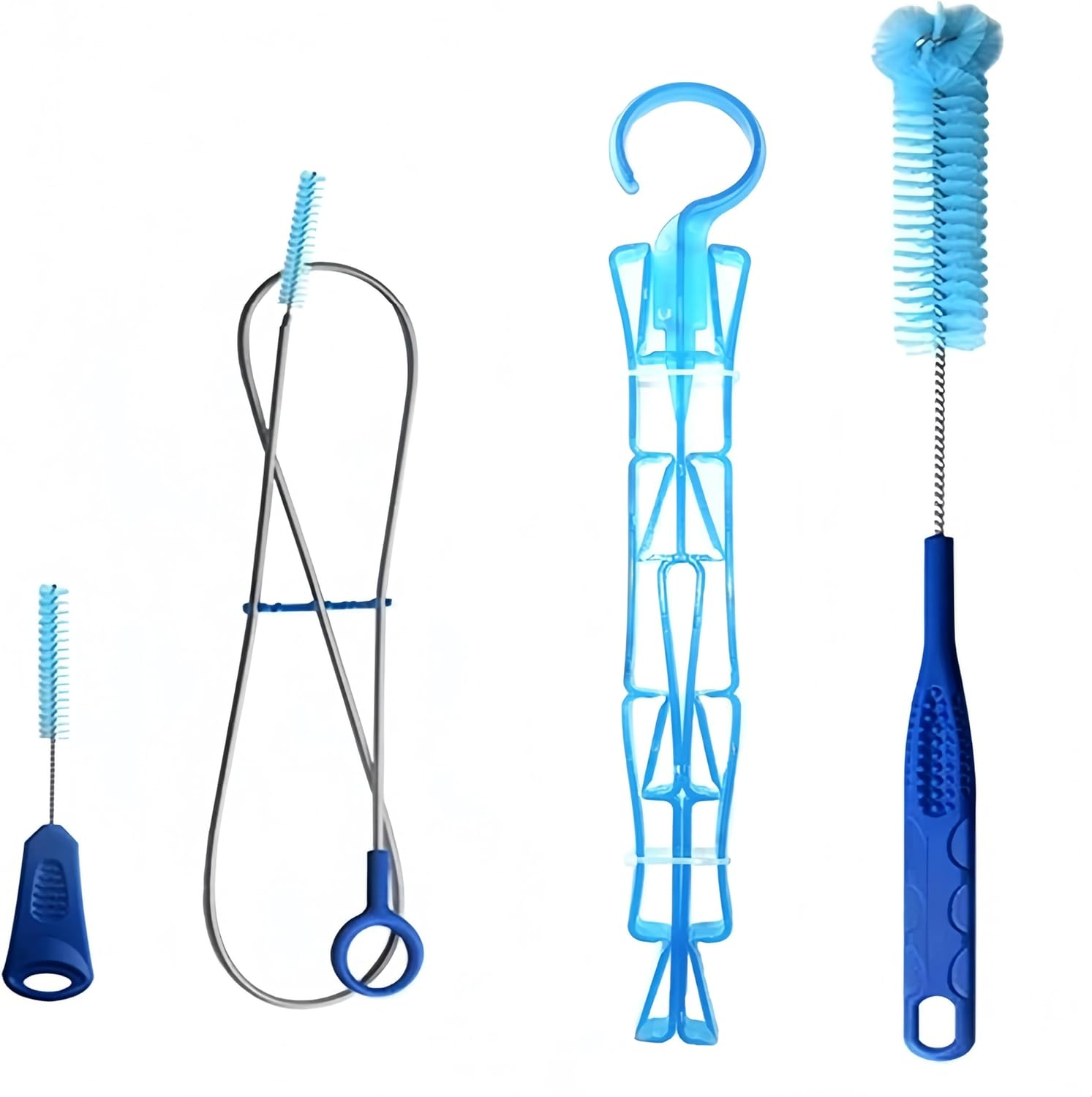 Hydration Bladder Cleaning Brush Set for Universal Water Reservoir,Water Bladder Cleaning Kit 4 in 1 Flexible Long Brush for Hose, Small Brush for Bite Valve, Big Brush for Bladder