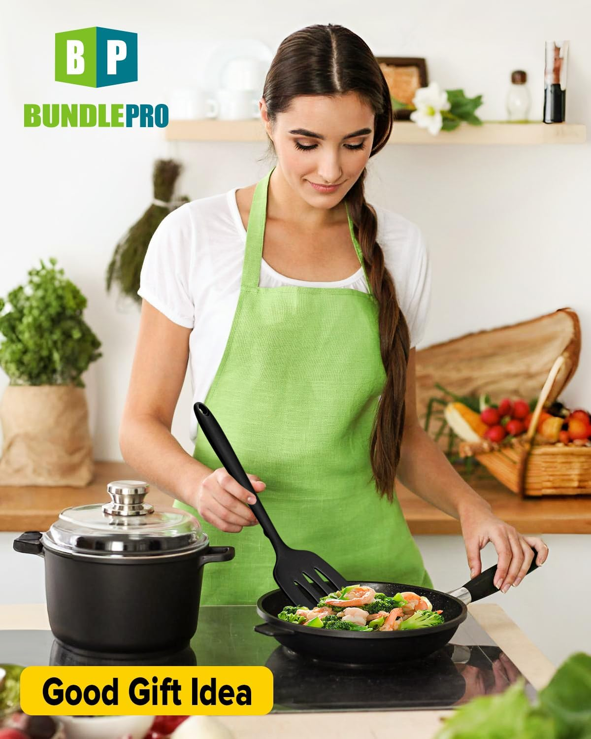 Pack of 2 Silicone Spatula Turners, Non Stick Slotted Kitchen Spatula Set, Heat Resistant BPA Free Kitchen Utensils, One-Piece Design, Suitable for Flipping Fish, Eggs, Steak, Pancakes(Black)