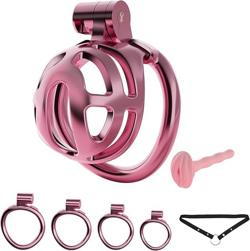 Male Chastity Cage, Lightweight Cock Cage with 4 Sizes Rings and Chastity Belts, Chastity Device with Invisible Lock and Key for Man Penis Erection Control & Bondage Play, BDSM Adult Sex Toys image number 4